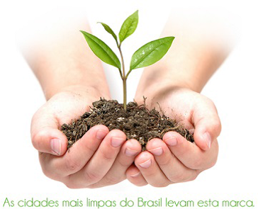 Foto mãos com planta no centro